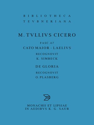 cover image of Cato maior. Laelius. De gloria